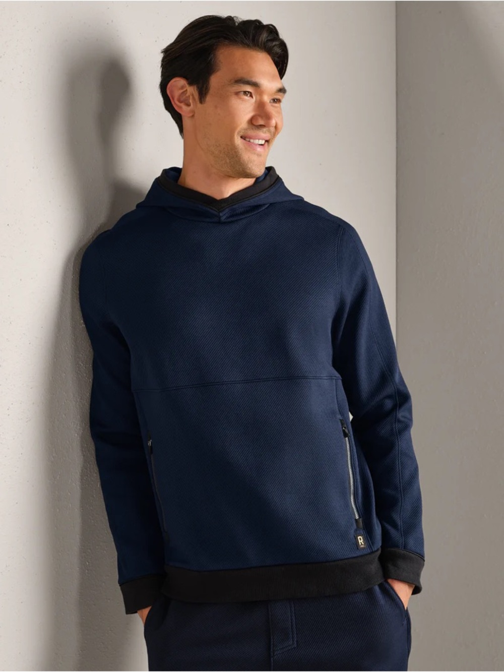 Rhone Quantum Textured Navy Blue Hoodie Size Small